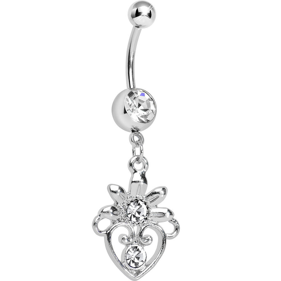 Clear Gem Noble Heart Dangle Belly Ring