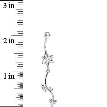 Crystalline Gem Trailing Vine and Flower Dangle Belly Ring