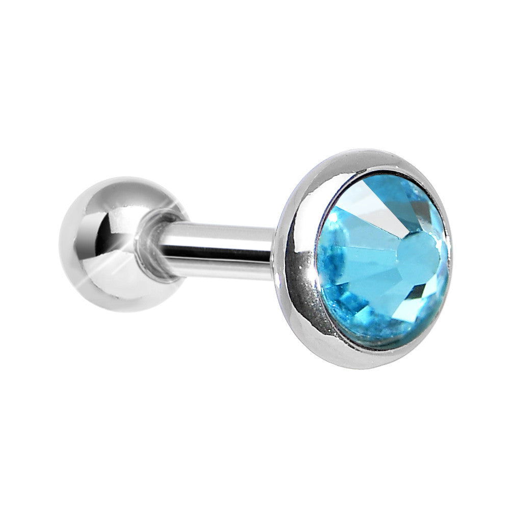 5mm Aqua Gem Tragus Cartilage Barbell Earring