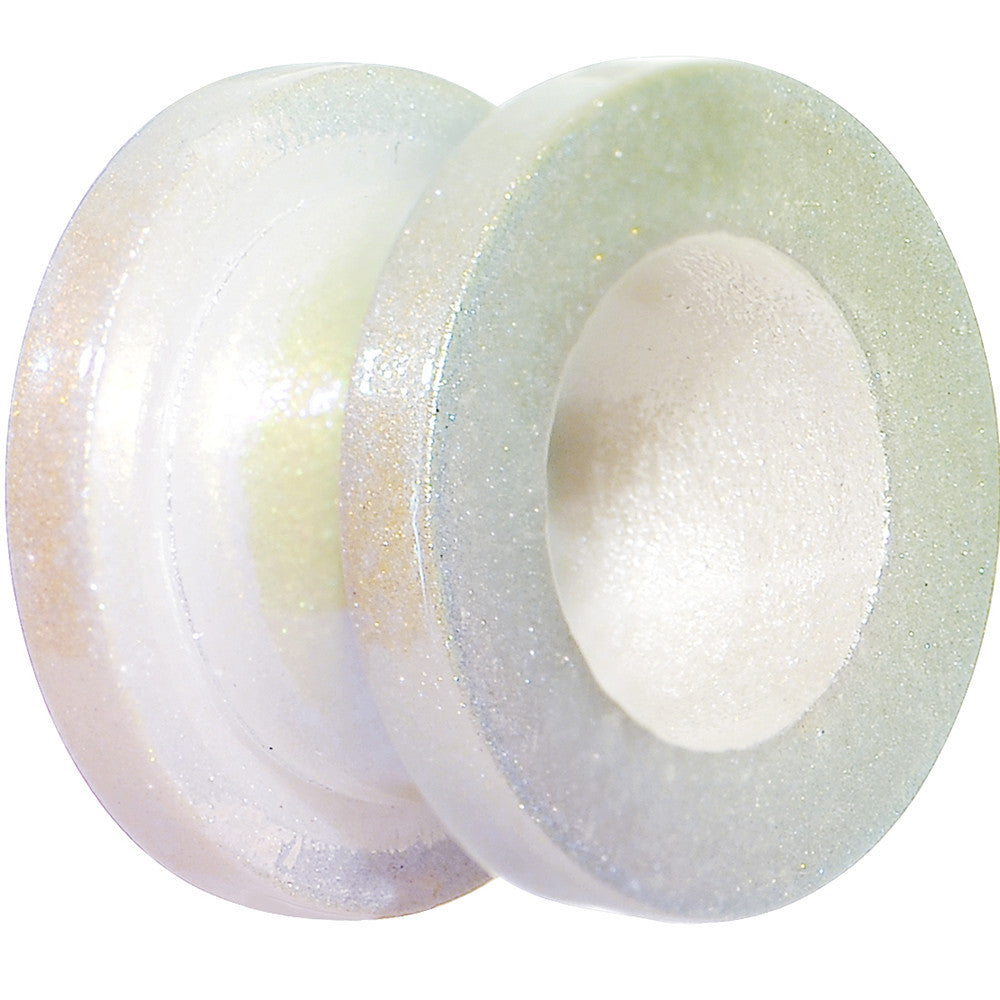 1/2 Iridescent Pearl White Acrylic Screw Fit Tunnel Plug