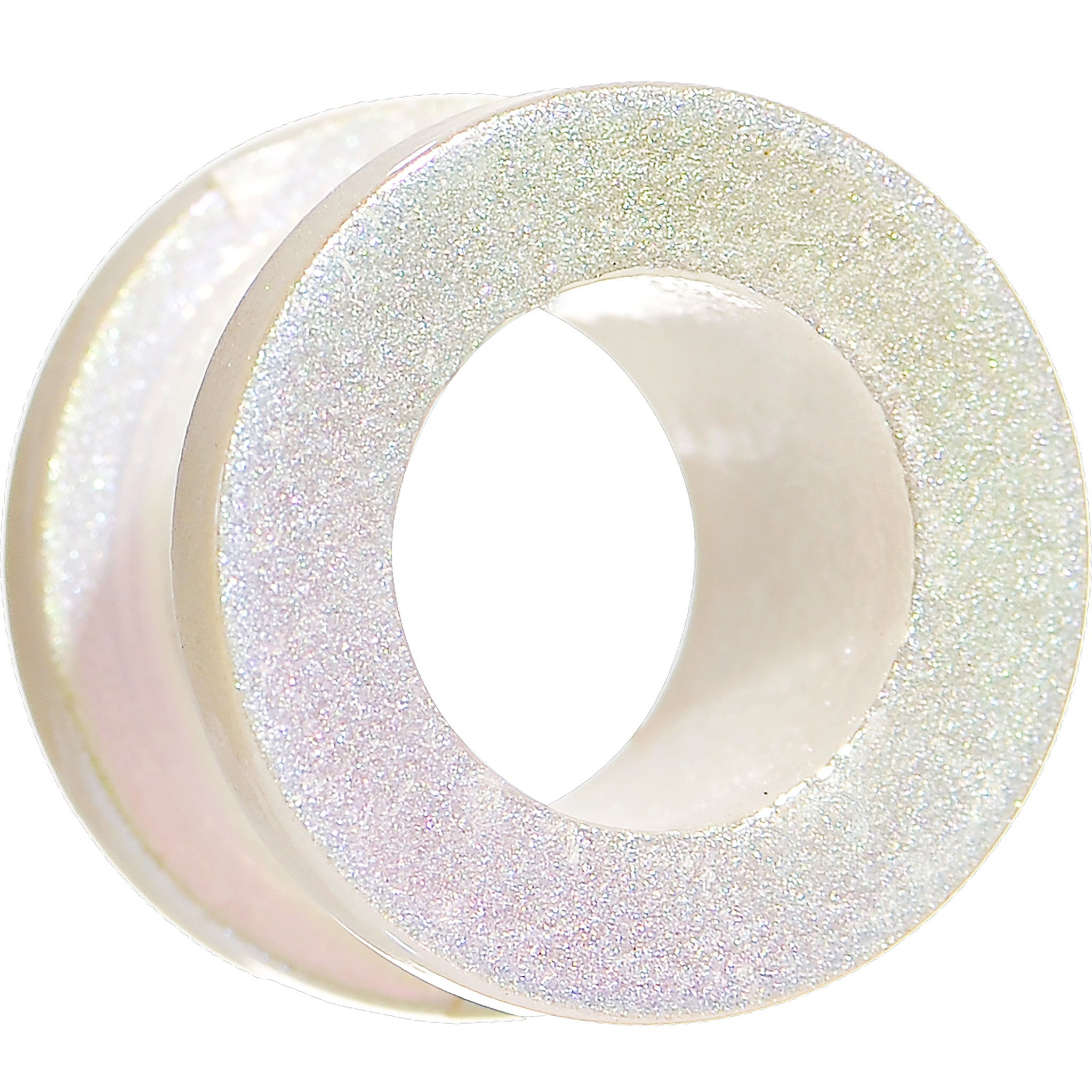 1/2 Iridescent Pearl White Acrylic Screw Fit Tunnel Plug