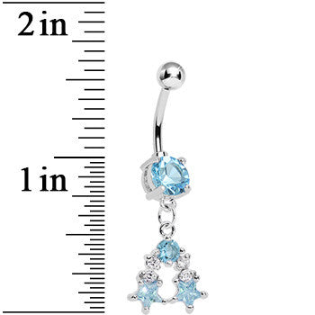 Aqua Gem Twin Stars Dangle Belly ring