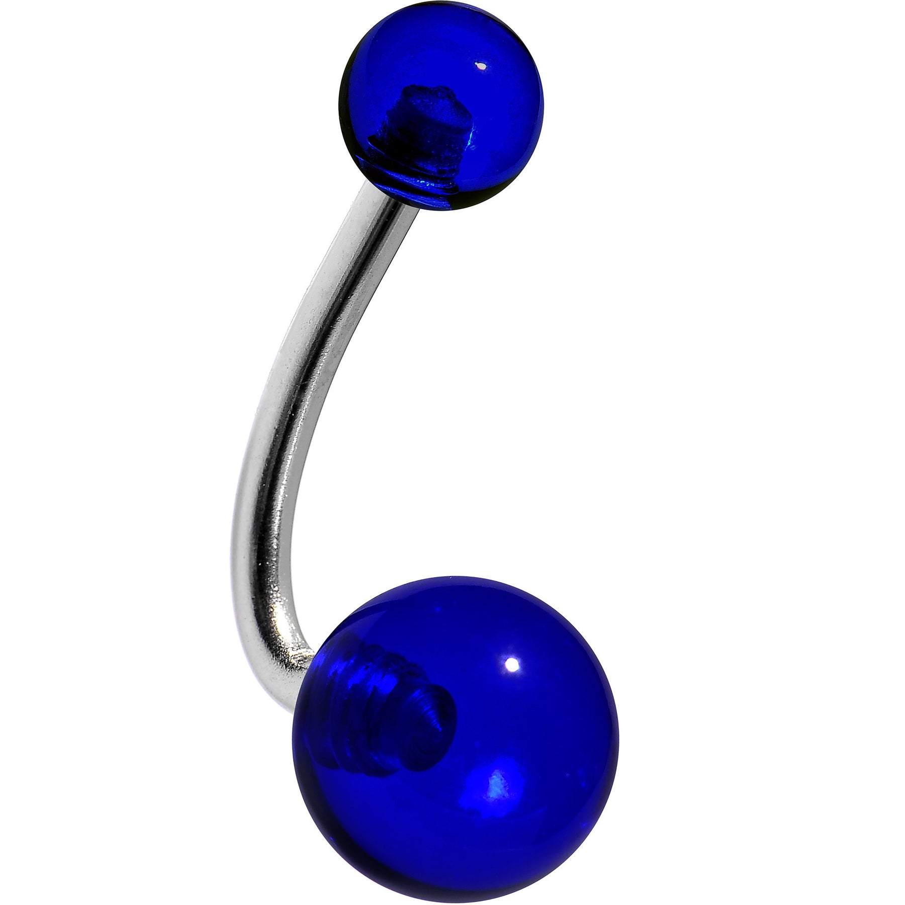 Ocean Blue Acrylic J-Bar Belly Ring