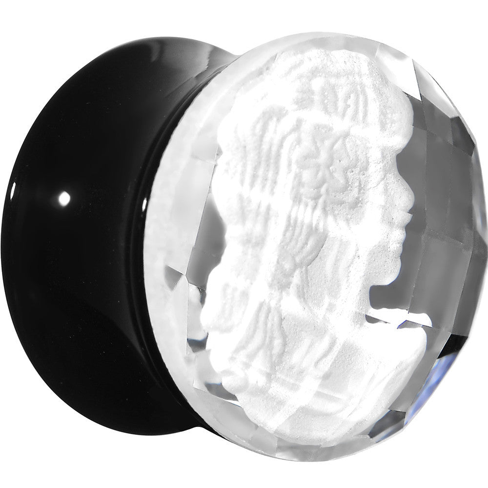 5/8 Faceted Clear White Cameo Acrylic Saddle Plug