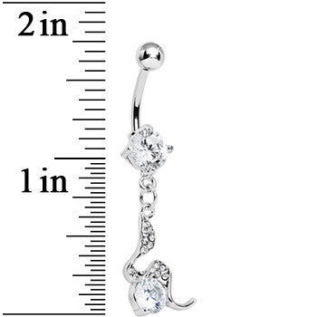 Clear Gem Squiggly Serpent Gem Dangle Belly Ring