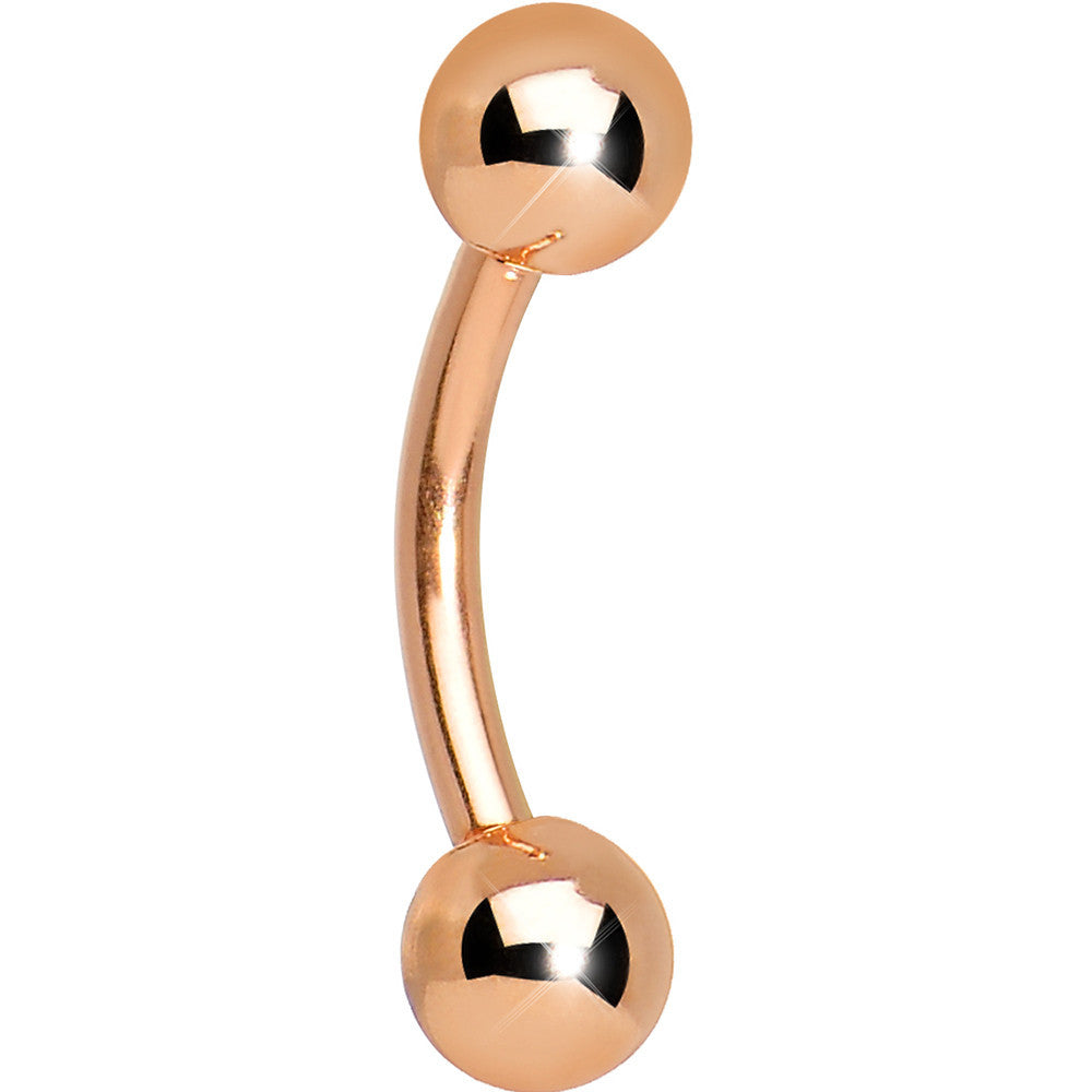 16 Gauge 5/16 Rose Gold Plated Curved Barbell