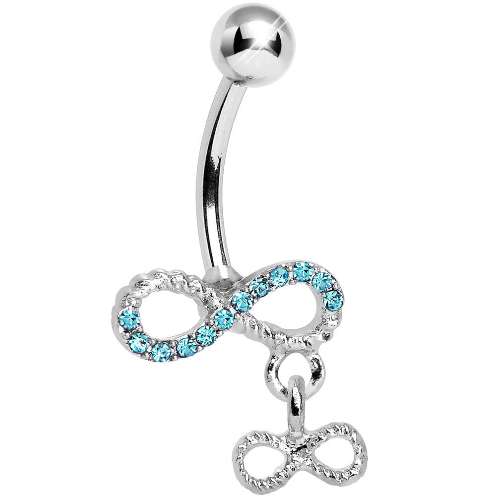 Aqua Gem Double Infinity Dangle Belly Ring