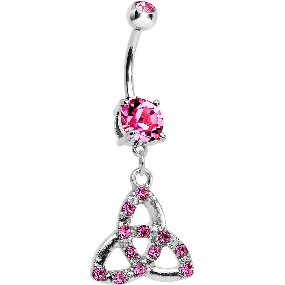 Double Pink Gem Enchanting Celtic Knot Dangle Belly Ring