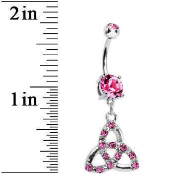 Double Pink Gem Enchanting Celtic Knot Dangle Belly Ring