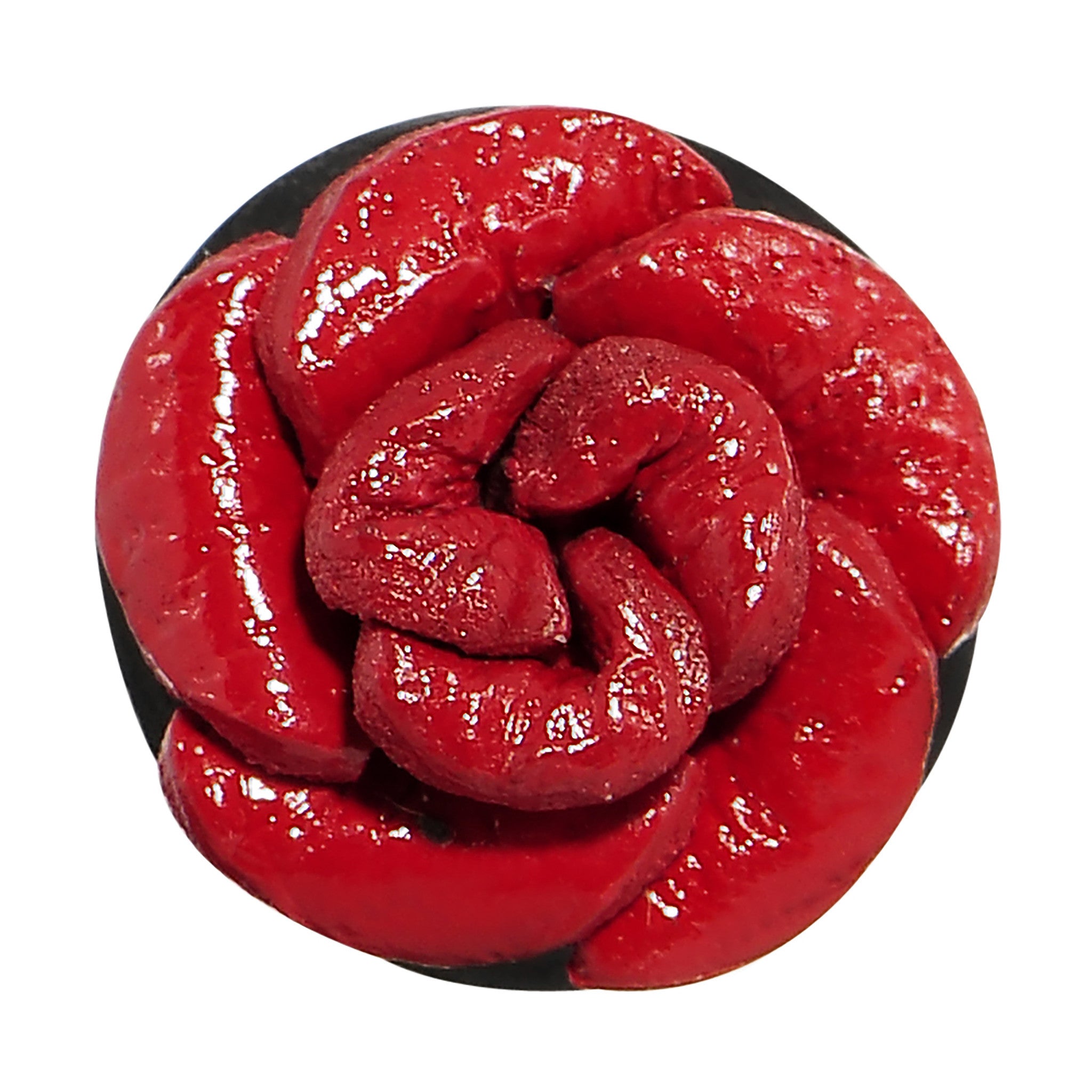 2 Gauge Organic Double Flare Arang Wood Plug Red Leather Rose