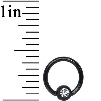 16 Gauge 5/16 Clear Gem Black Anodized Titanium BCR Captive Ring