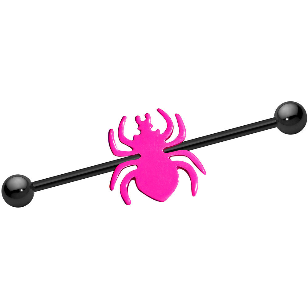 Black Anodized Titanium Pink Neon Mod Spider Industrial Barbell