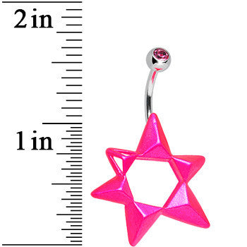 Pink Gem Neon Modern Star of David Belly Ring