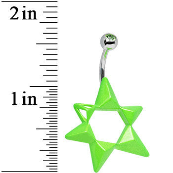 Green Gem Neon Modern Star of David Belly Ring