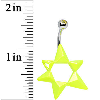 Yellow Gem Neon Modern Star of David Belly Ring