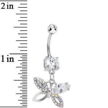 Clear Gem Exquisite Insect Butterfly Dangle Belly Ring