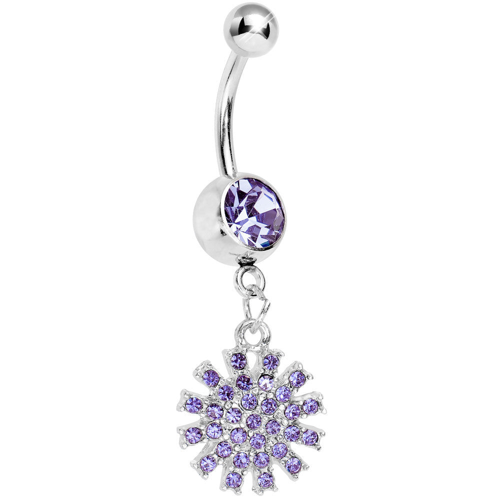 Purple Gem Summertime Sunburst Dangle Belly Ring