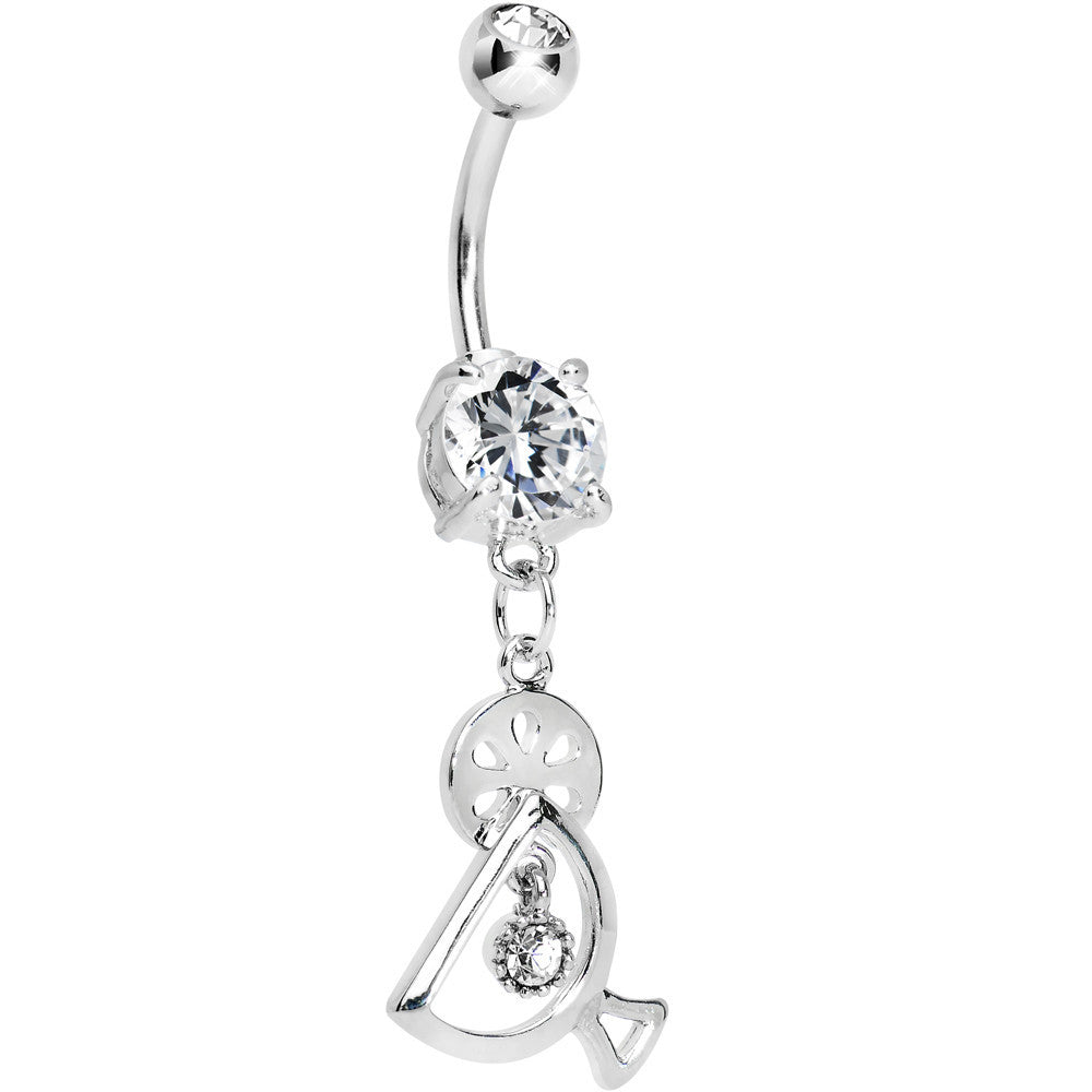 Double Clear Gem Fruity Drink Dangle Belly Ring