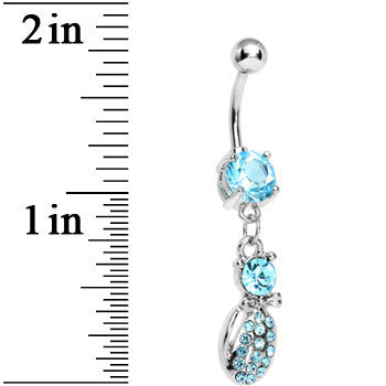 Aqua Gem Lady Bug Luck Dangle Belly Ring