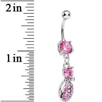 Pink Gem Lady Bug Luck Dangle Belly Ring