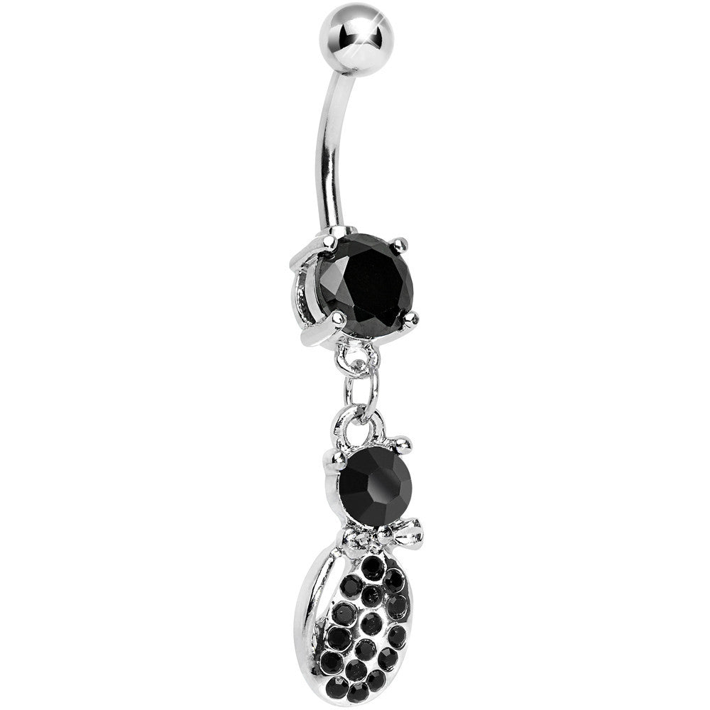 Black Gem Lady Bug Luck Dangle Belly Ring