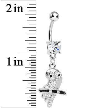 Clear Gem Oddly Adorable Owl Dangle Belly Ring