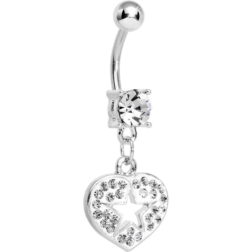 Crystalline Gem Superstar Heart Dangle Belly Ring