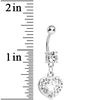 Crystalline Gem Superstar Heart Dangle Belly Ring