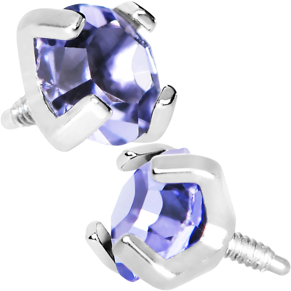 4mm Round Prong Set Purple Gem Dermal Anchor Top