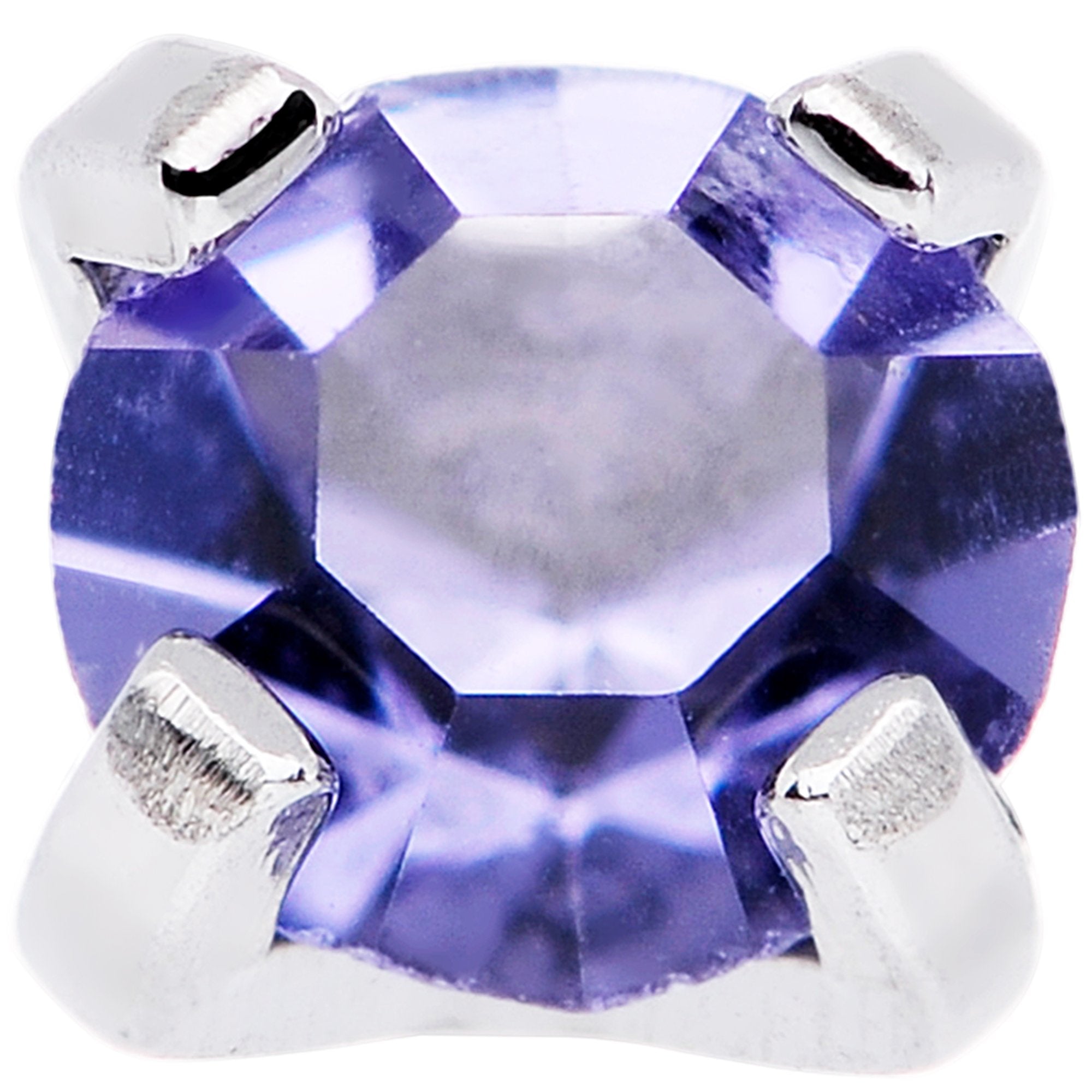 4mm Round Prong Set Purple Gem Dermal Anchor Top