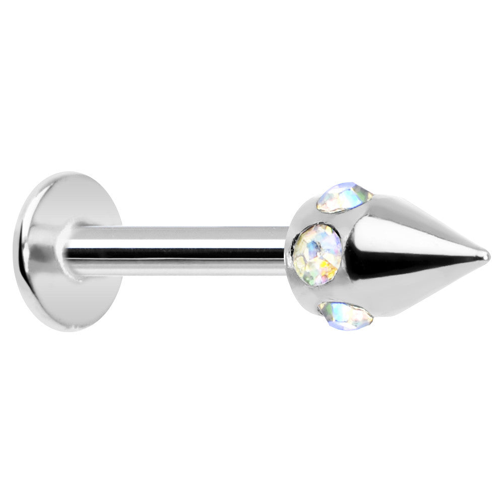 16 Gauge Stainless Steel Aurora Gem Cone Labret Monroe