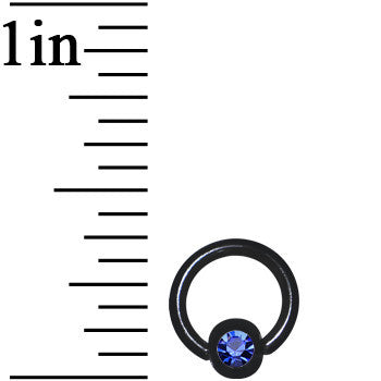 16 Gauge 1/4 Blue Gem Black Titanium BCR Captive Ring