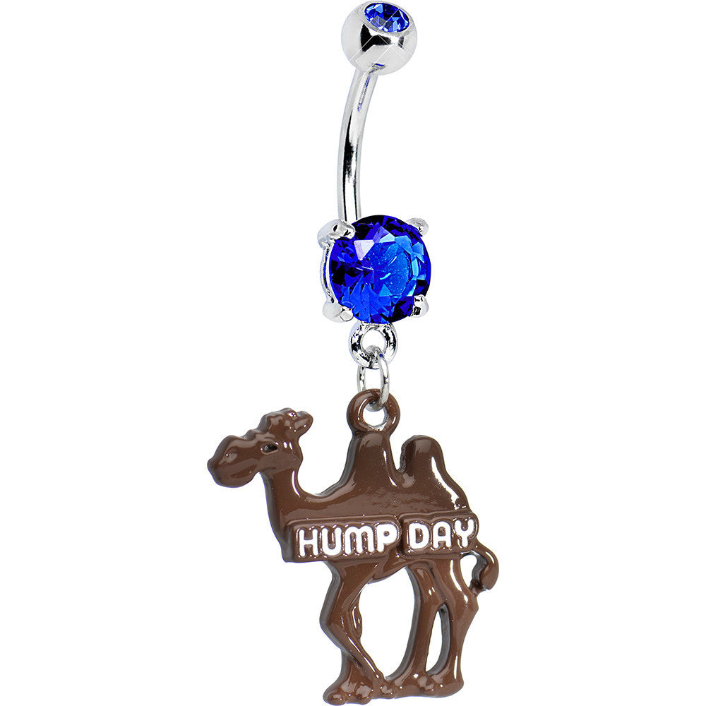 Double Blue Gem Hump Day Camel Dangle Belly Ring