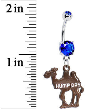 Double Blue Gem Hump Day Camel Dangle Belly Ring