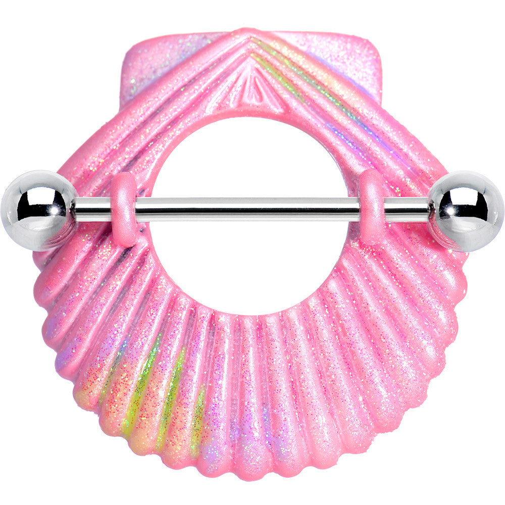 Pink Glitter Mermaid Fantasy Seashell Nipple Shield