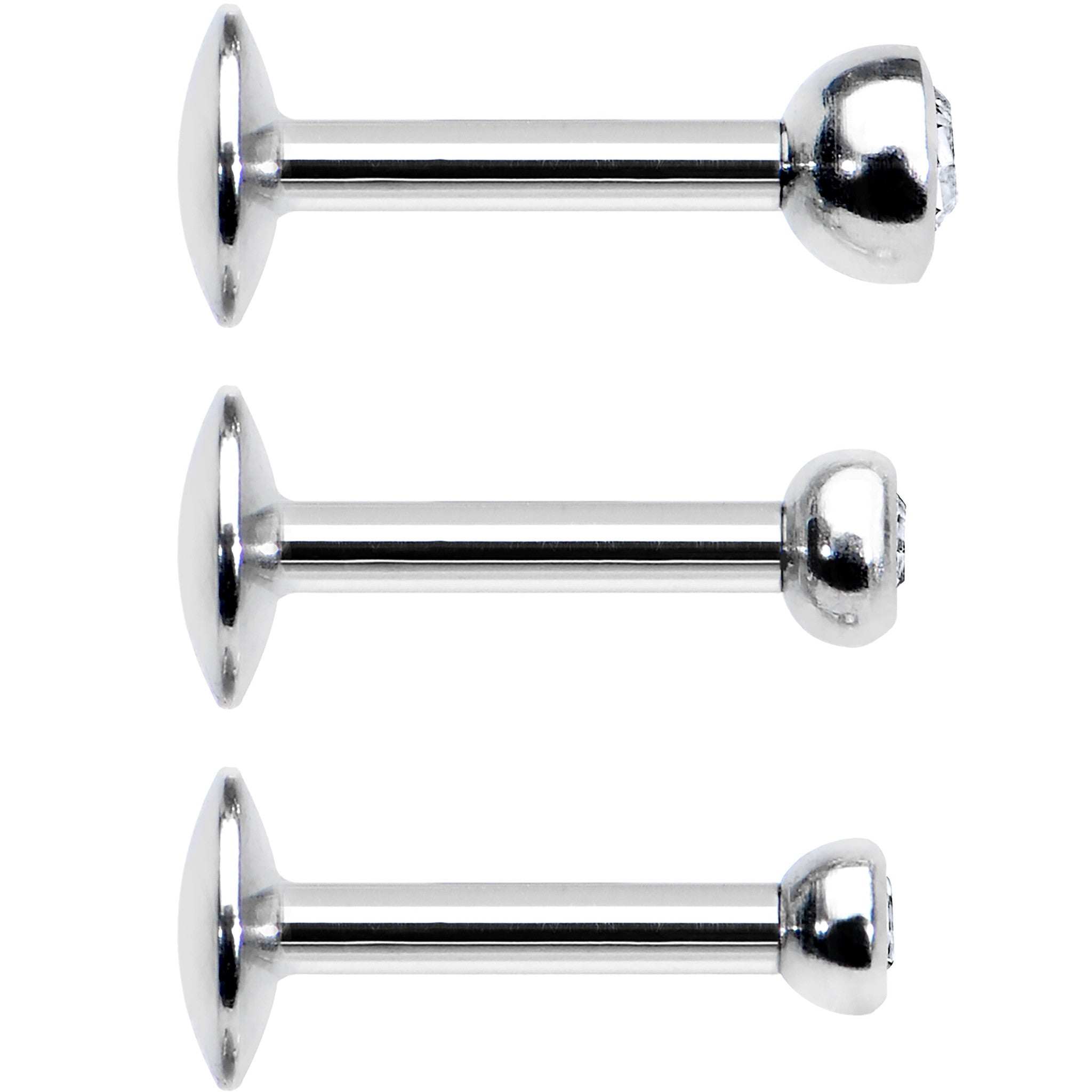 16 Gauge 1/4 Clear Gem Helix Cartilage Barbell 3 Pack Set