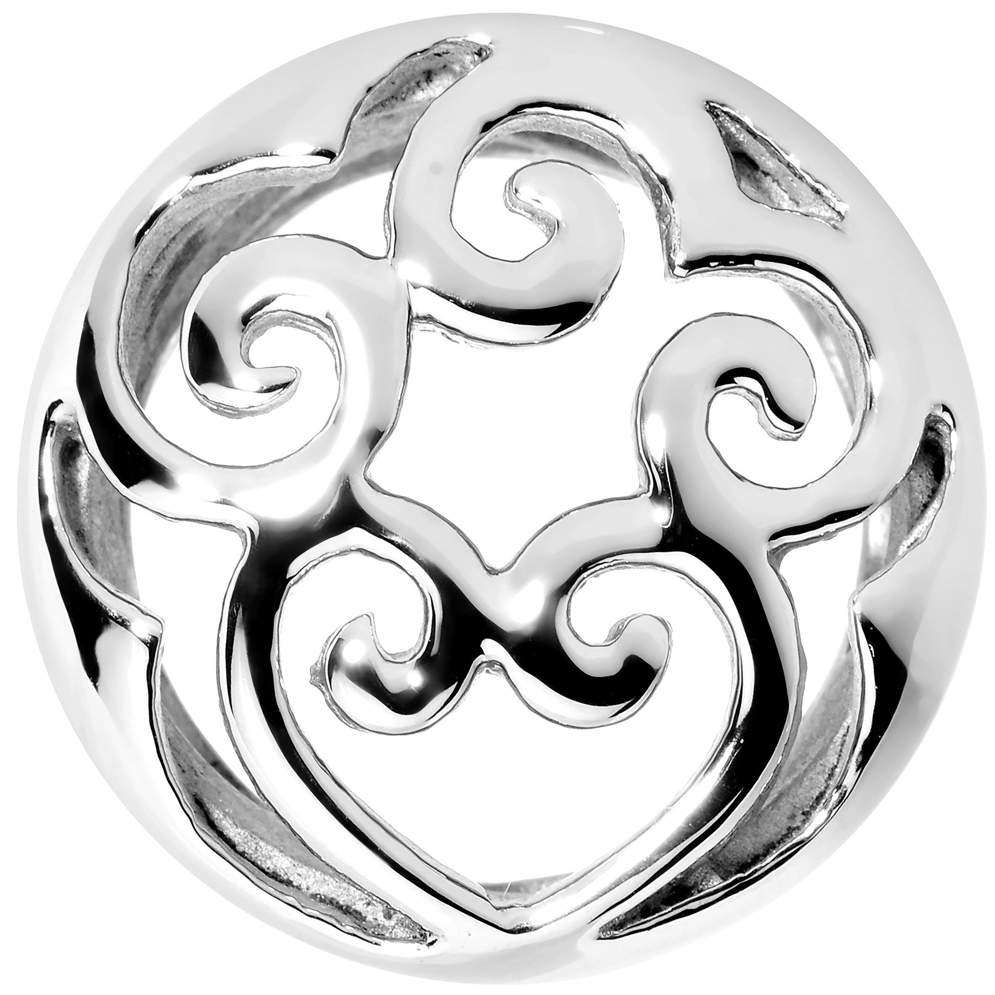 20mm Stainless Steel Heart and Scrolls Saddle Plug