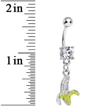 Clear Gem Going Bananas Dangle Belly Ring