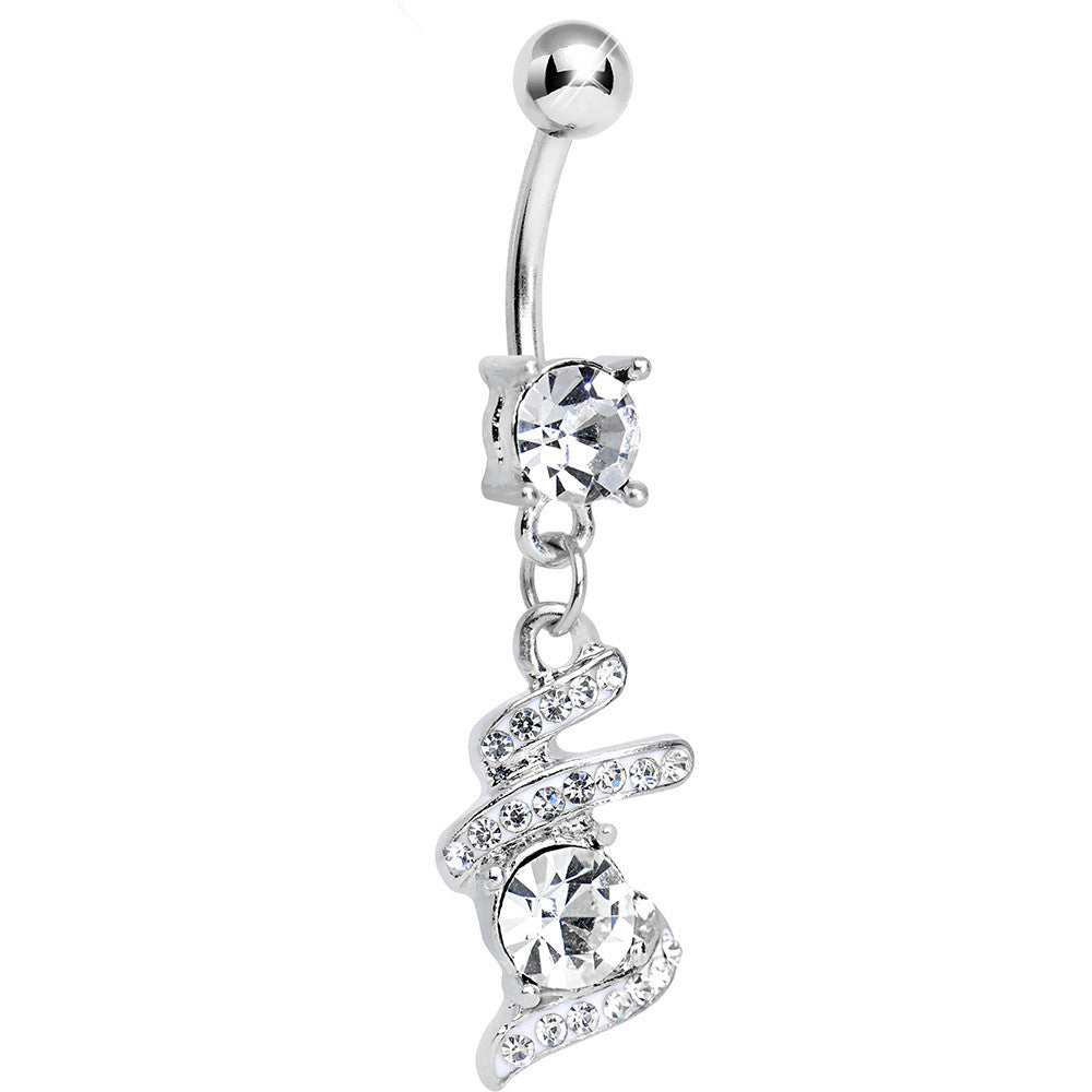 Clear Gem Falling Waters Swirl Drop Dangle Belly Ring