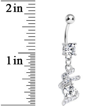 Clear Gem Falling Waters Swirl Drop Dangle Belly Ring