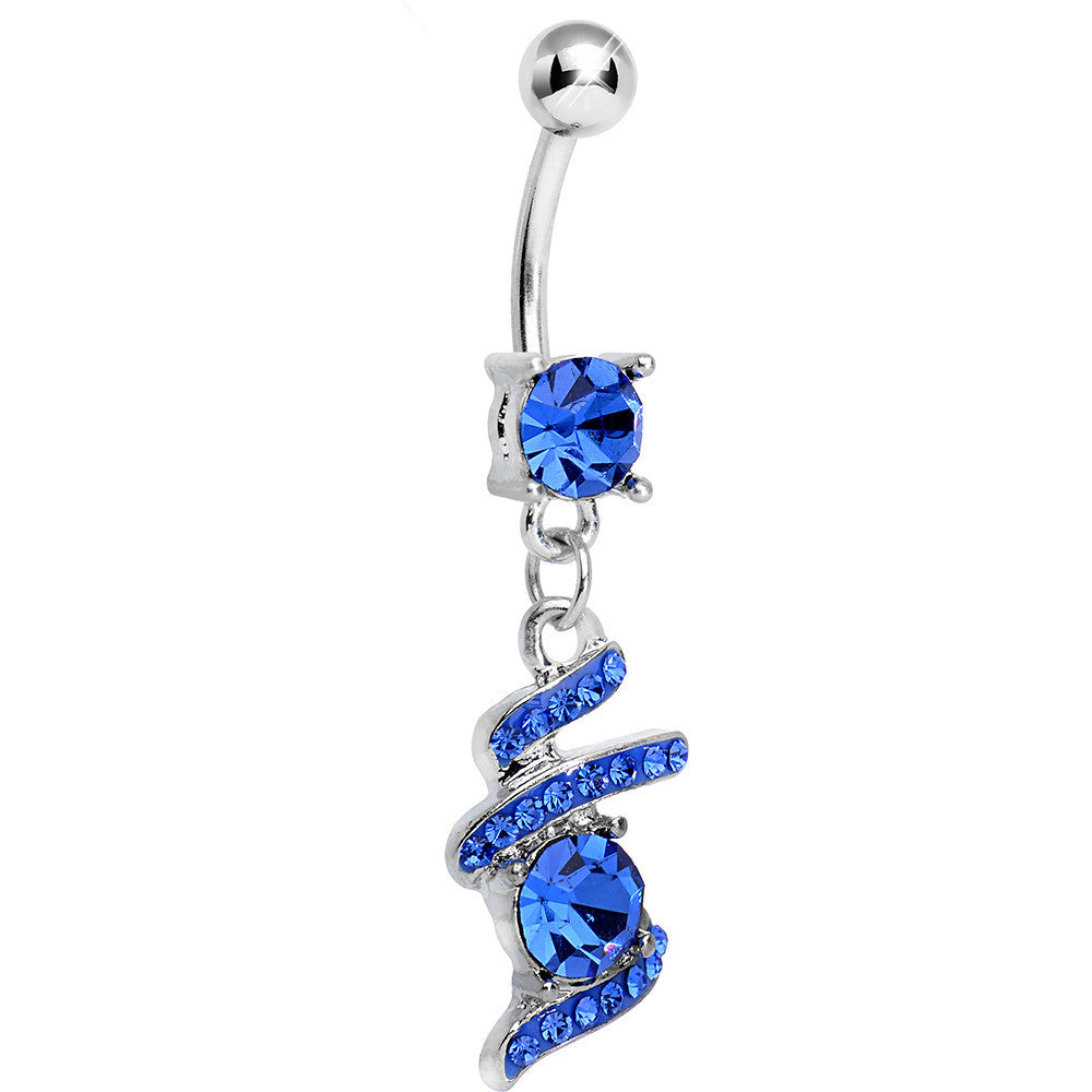 Blue Gem Falling Waters Swirl Drop Dangle Belly Ring