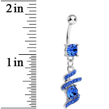 Blue Gem Falling Waters Swirl Drop Dangle Belly Ring