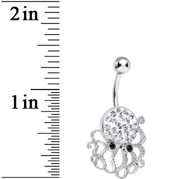 Clear Gem Paved Glamorous Octopus Belly Ring