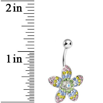 Multi Gem Magnificent Paved Flowering Starfish Belly Ring