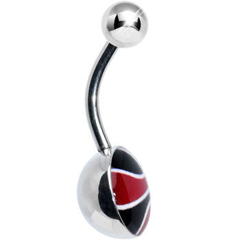 Red and Black Dribble the Basketball Belly Ring