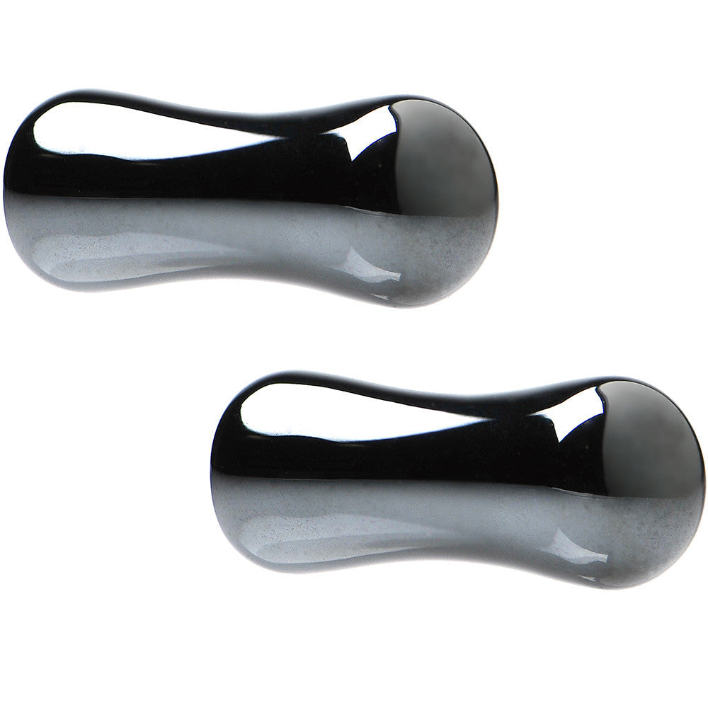 6 Gauge Organic Black Hematite Stone Saddle Plug Set