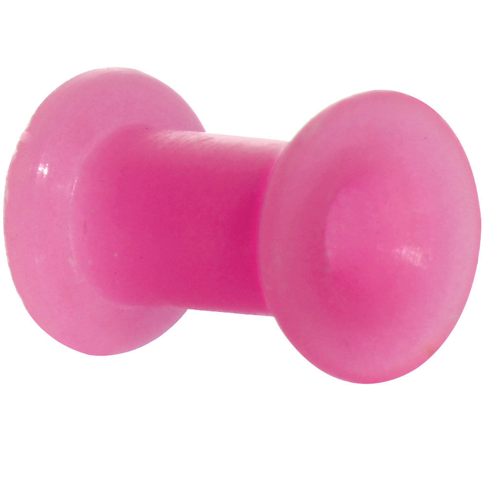 6 Gauge Neon Pink Silicone Glow in the Dark Double Flare Tunnel