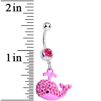 Pink Gem Pink Wacky Whale Dangle Belly Ring