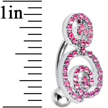 Pink Gem Sweet Swirls Top Mount Belly Ring