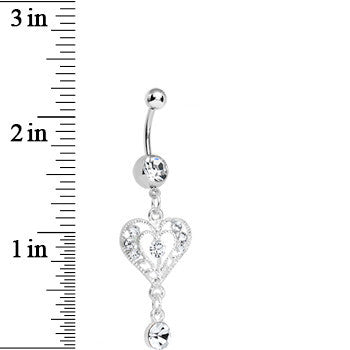 Crystalline Gem Drops of Love Heart Dangle Belly Ring